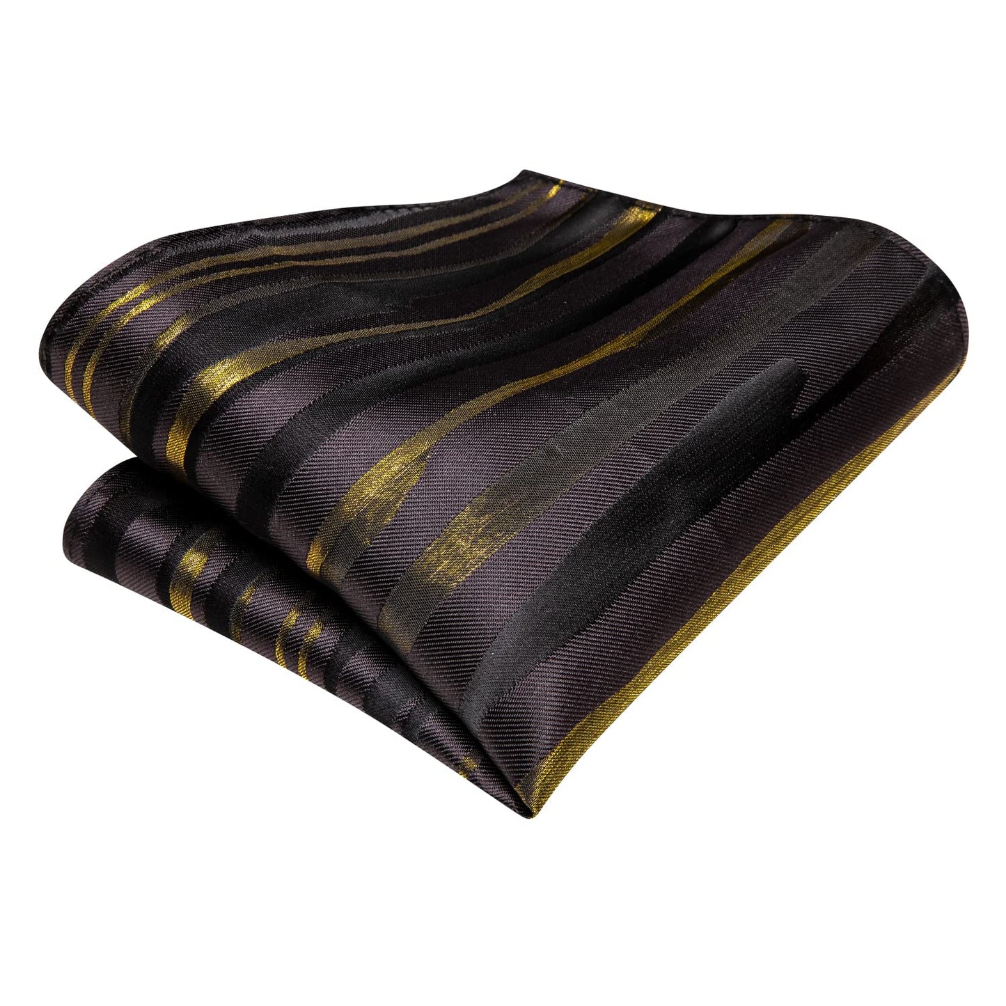 Hi-Tie Coffee Black Extra Long Ties for Men 70'' Silk Mens Ties Set Dress Necktie and Pocket Square Cufflink for Wedding