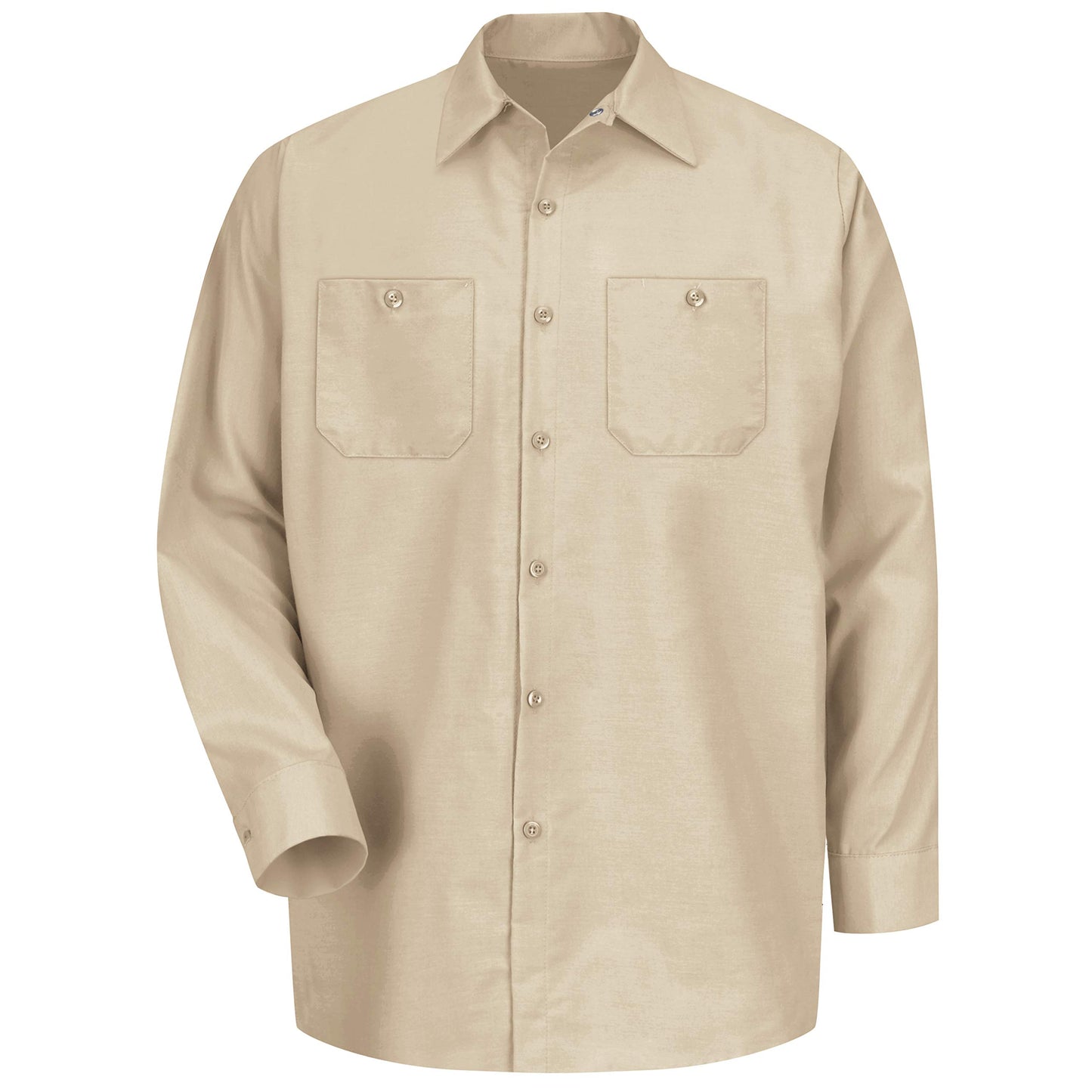 Red Kap Men's Size Industrial Work Shirt, Regular Fit, Long Sleeve, Light Tan, X-Large/Tall