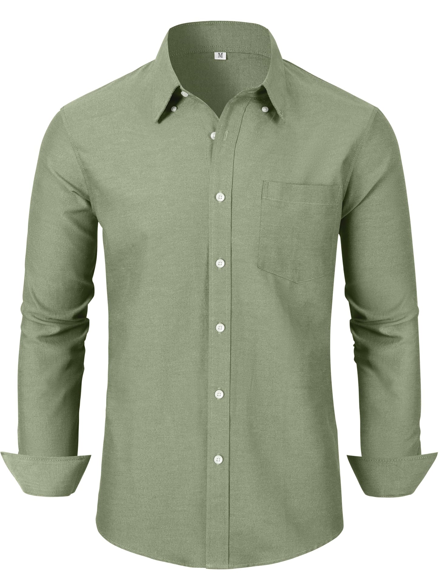 GIANZEN Olive Green Shirt Oxford Shirts for Men Mens Dress Long Sleeve Big and Tall Casual Button Down Business Slim Fit Olive Green Size XXXL Tall