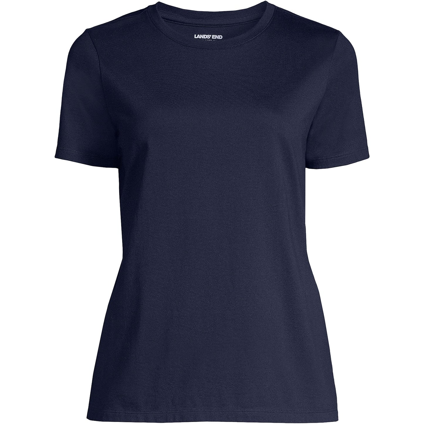 Lands' End Womens Short Sleeve Relaxed Supima Cotton Crew Neck T Shirt Radiant Navy Tall X-Large