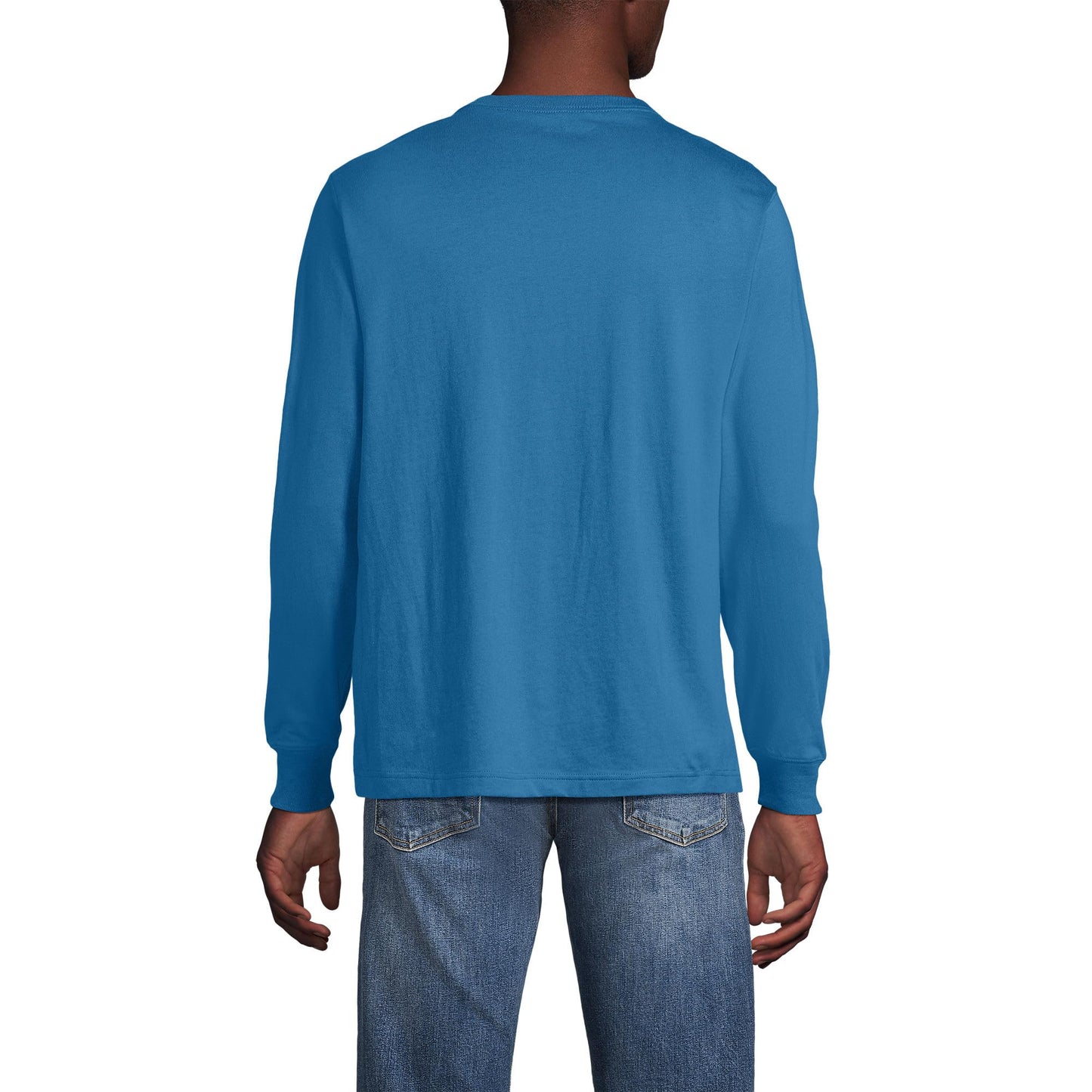 Lands' End Mens Long Sleeve Super-T Tee Blue Hyacinth Tall Medium