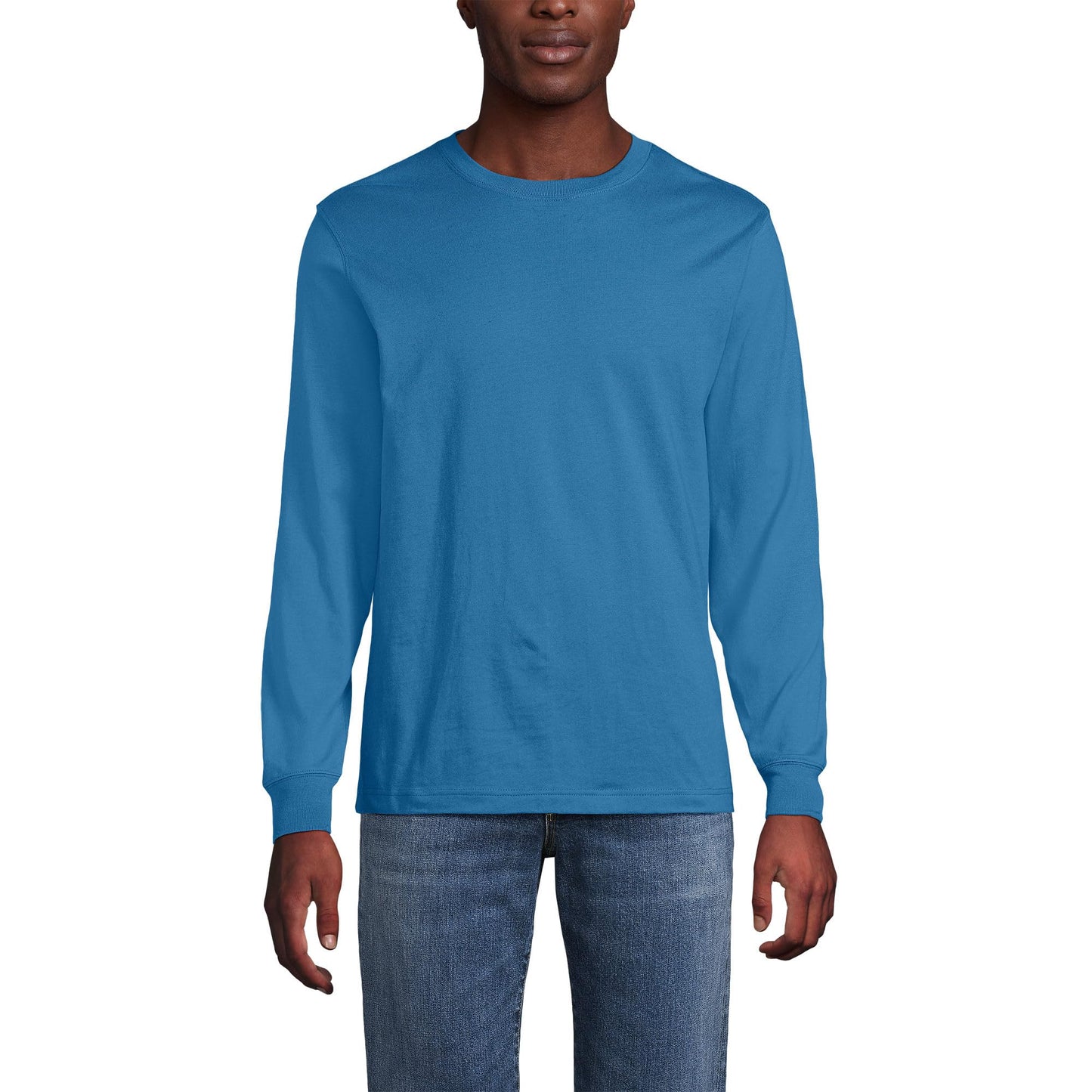 Lands' End Mens Long Sleeve Super-T Tee Blue Hyacinth Tall XX-Large