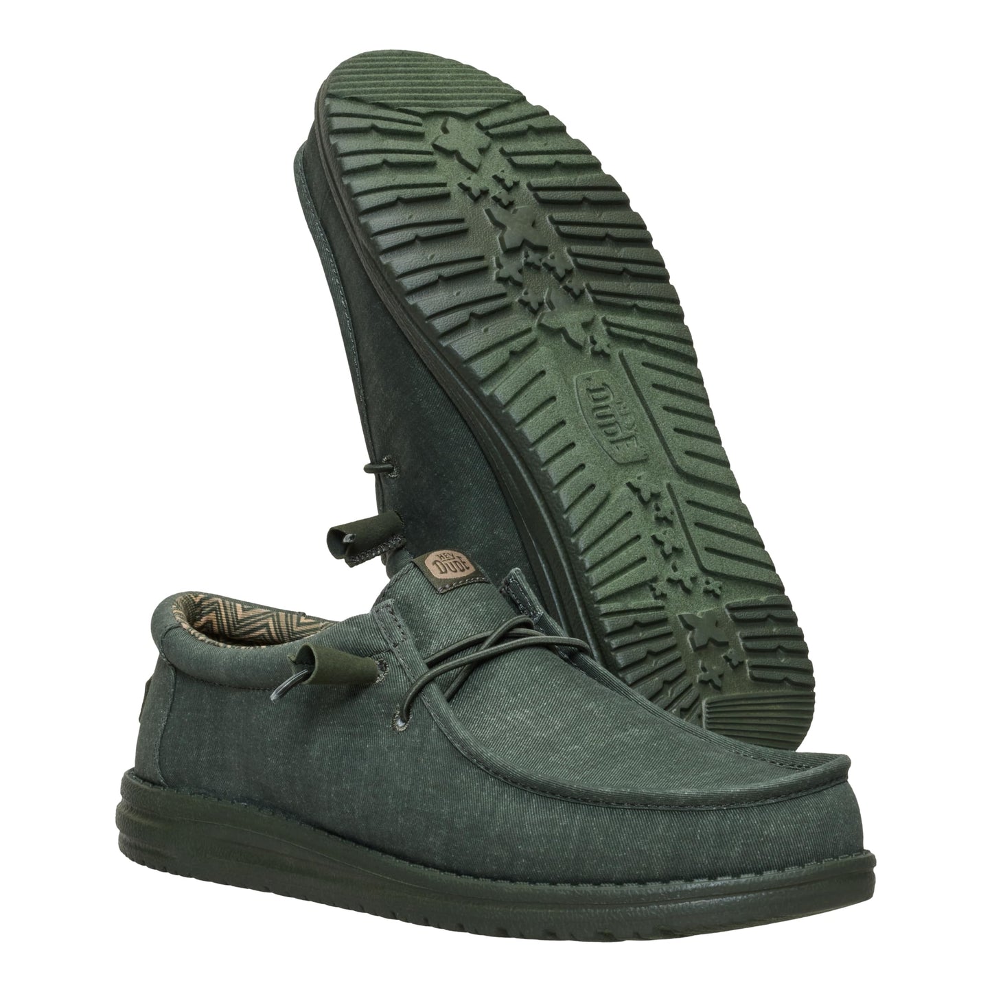 HEYDUDE Wally Stretch Canvas Deep Green Size 14, Men’s Shoes, Slip-on Loafers, Comfortable & Light-Weight