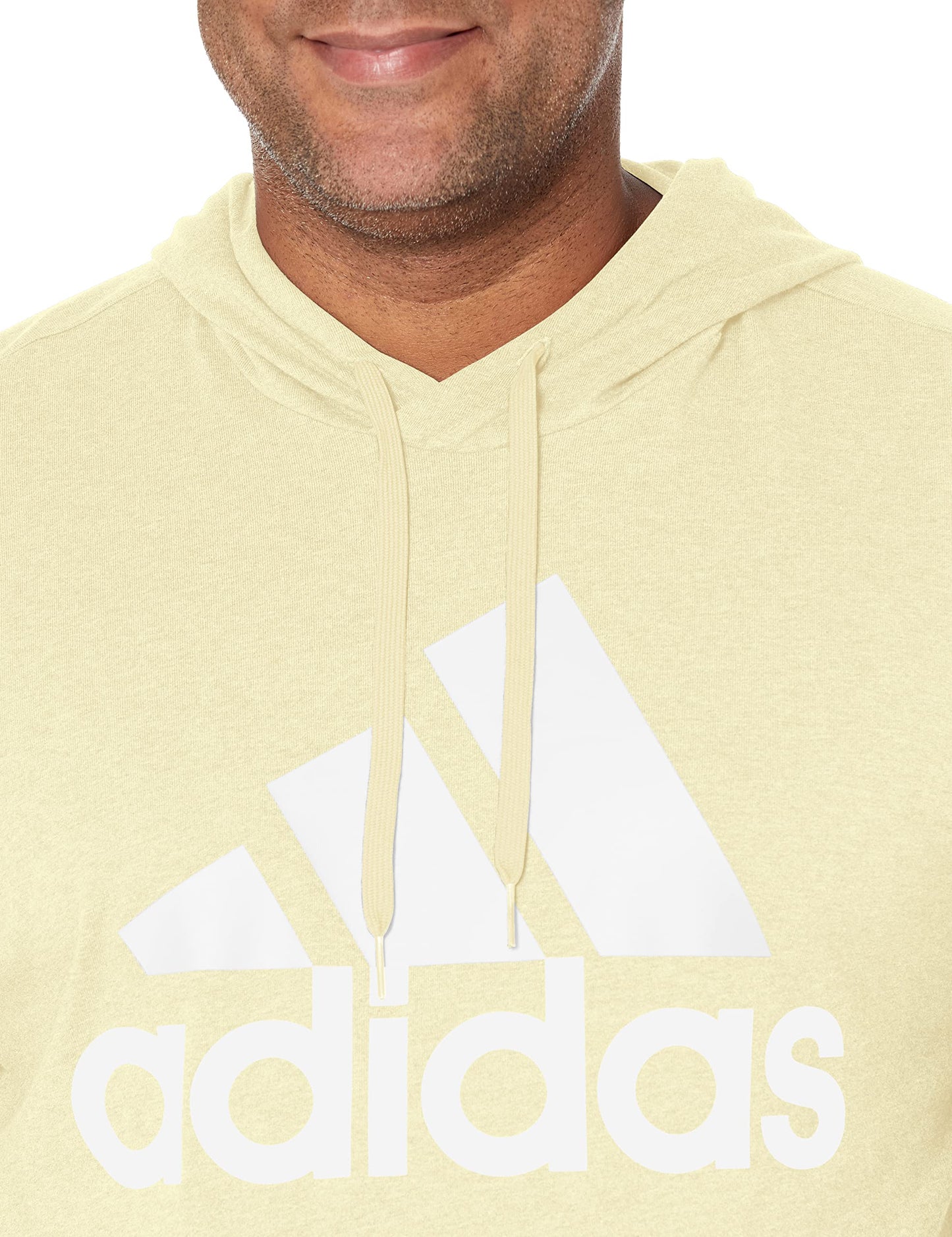 adidas Men's Size Essentials Logo Hoodie, Almost Yellow/White, Large/Tall