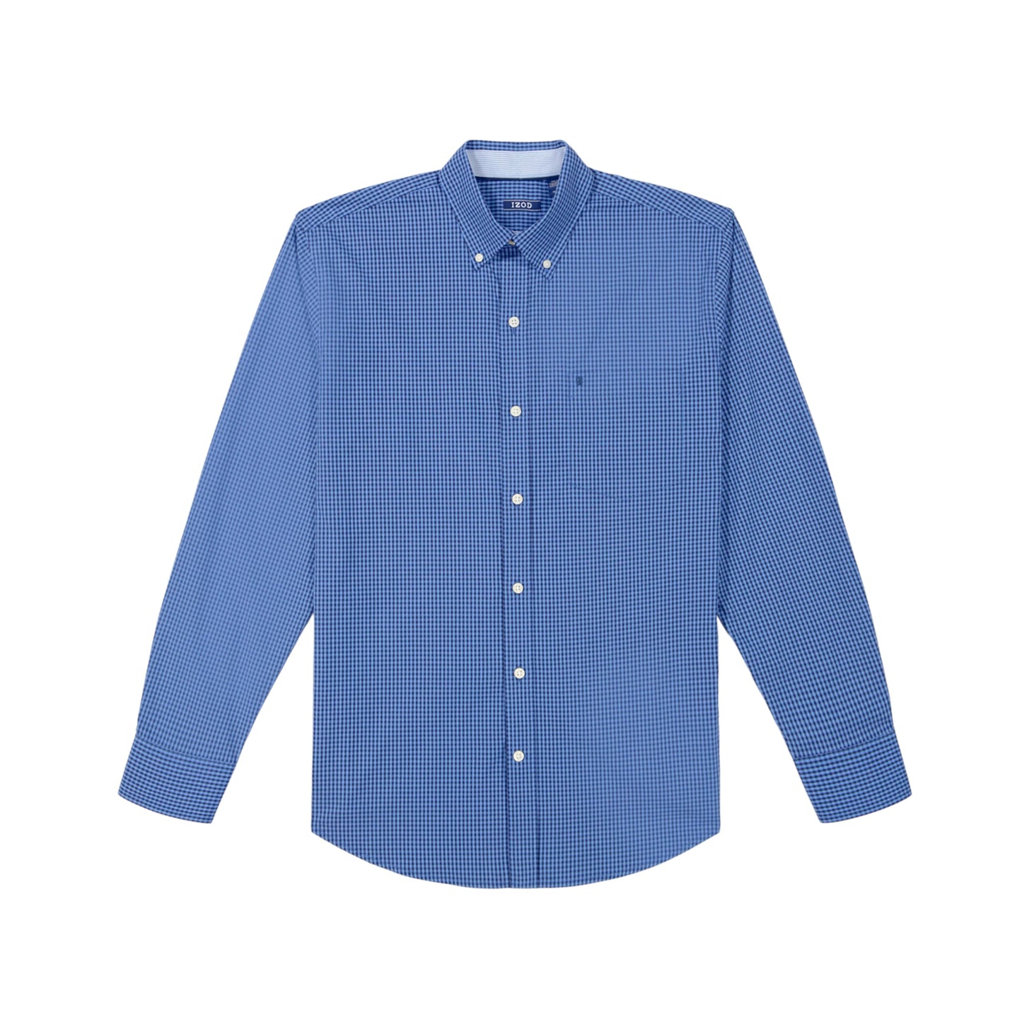 IZOD Men's Big and Tall Performance Comfort Long Sleeve Gingham Button Down Shirt, Ebb and Flow