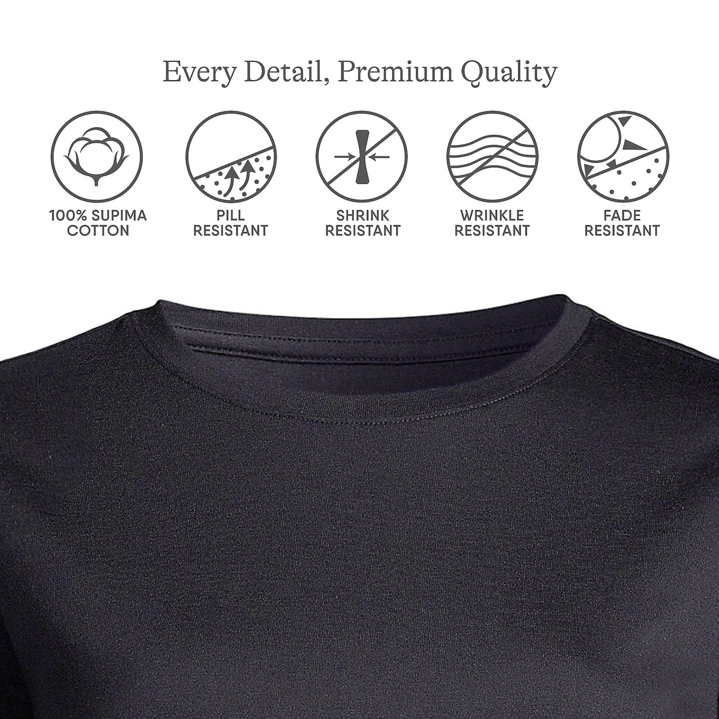 Lands' End Womens Long Sleeve Relaxed Supima Cotton Crew Neck T Shirt Black Tall Large