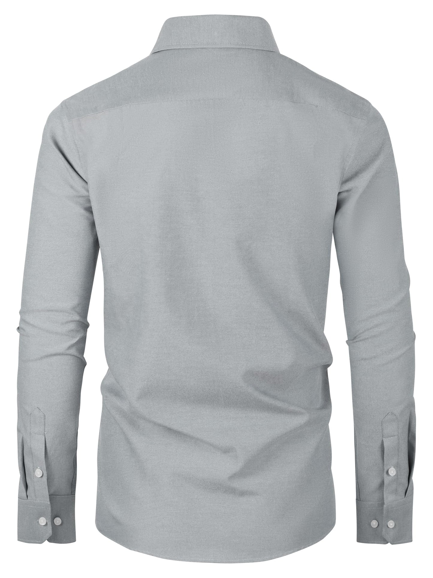 GIANZEN Light Grey Shirts for Men Gray Shirt Button Up Dress Men's Casual Button-Down Long Sleeve Mens Slim Fit Oxford Down Light Gray Size XXXXL Tall