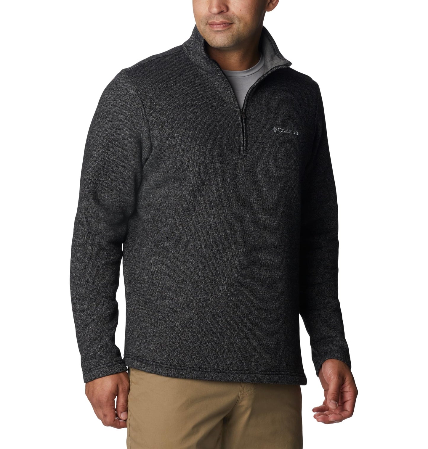 Columbia Men's Great Hart Mountain III Half Zip, Black Heather, Large Tall