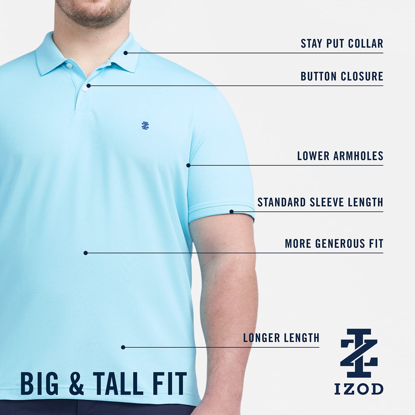 IZOD Men’s Big-and-Tall Advantage Performance Short-Sleeve Solid Polo Shirt, Wild Fern, 3X-Large