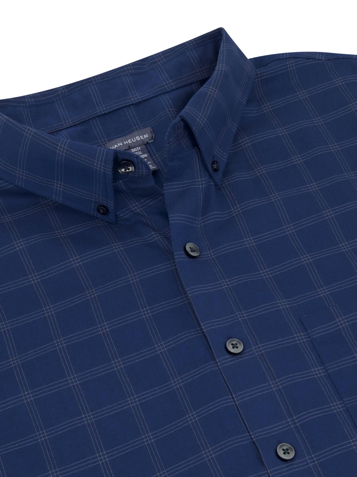 Van Heusen Men's Big Wrinkle Free Long Sleeve Button Down Shirt, Sea Navy, 2X-Large Tall
