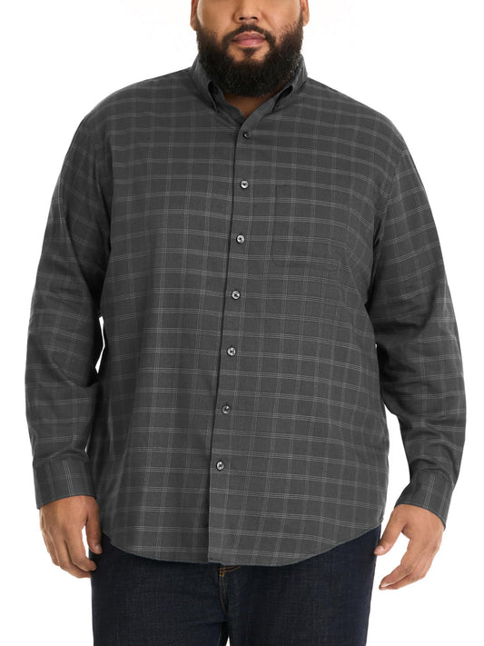 Van Heusen Men's Big Wrinkle Free Long Sleeve Button Down Shirt, Iron Gate, 5X-Large Tall