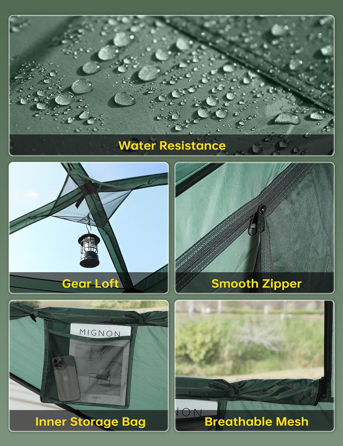 Camping Tent for 4 Person, Pop up Tents, 4 Person Tent for Camping, Setup in 60 Seconds, Water-Resistant Windproof Hub Tents, Portable Instant Cabin with Removable Floor