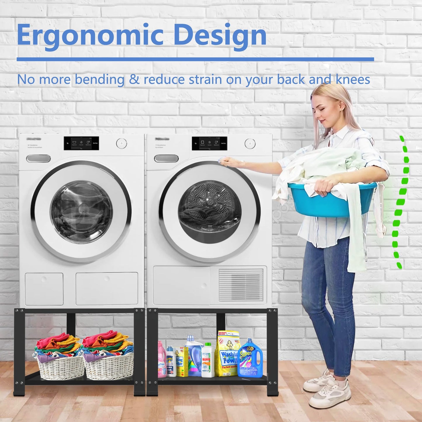 Royxen Laundry Pedestal,20" Height Washer and Dryer Pedestal, Universal Fit Washing Machine Base Stand Dryer Base Platform Heavy Duty with 28" Wide, (Black)