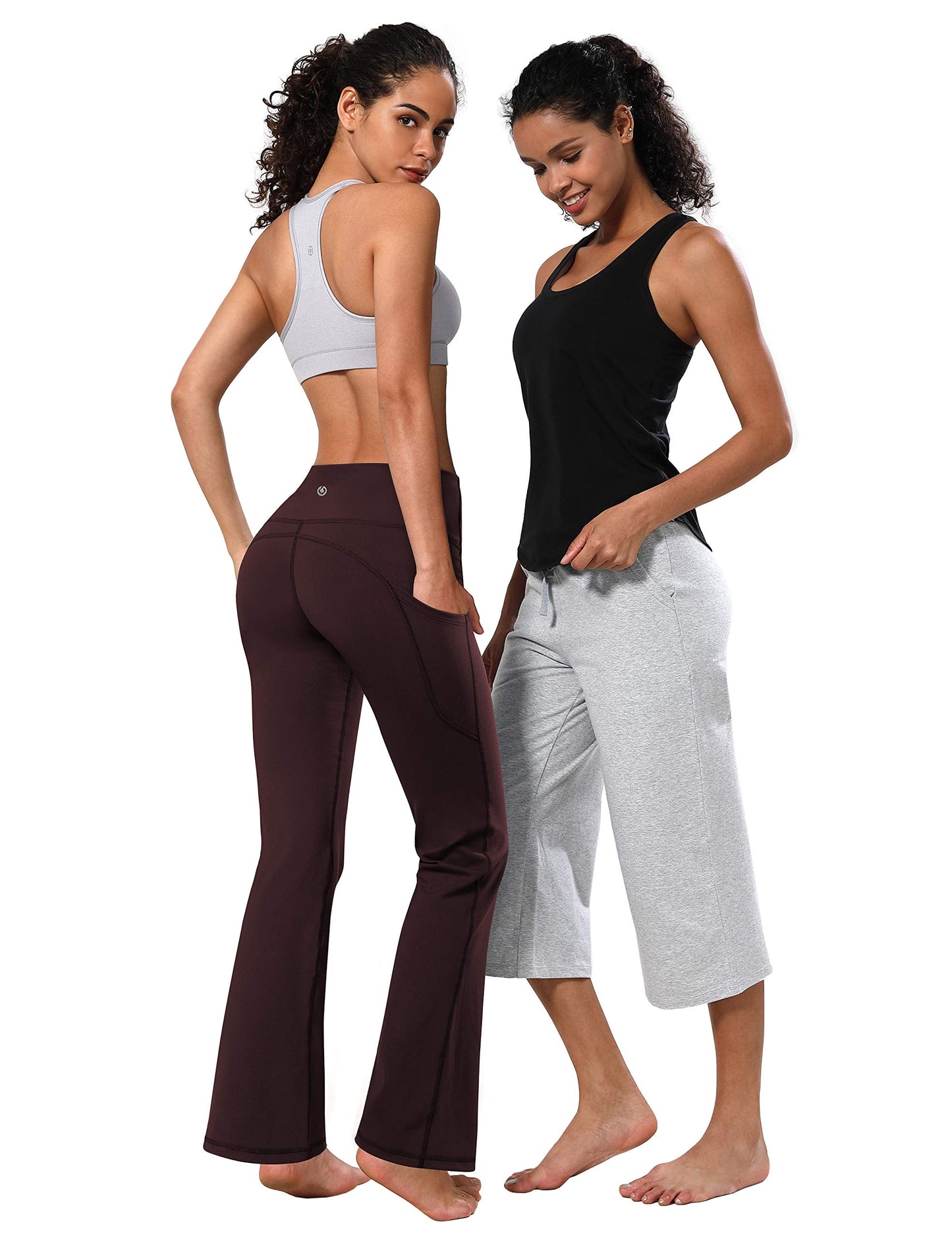 BUBBLELIME 29"/31"/33"/37" 4 Styles Women's Bootcut Yoga Pants Tummy Control - Side Pockets_MAHOGANYMAROON M_37" Inseam