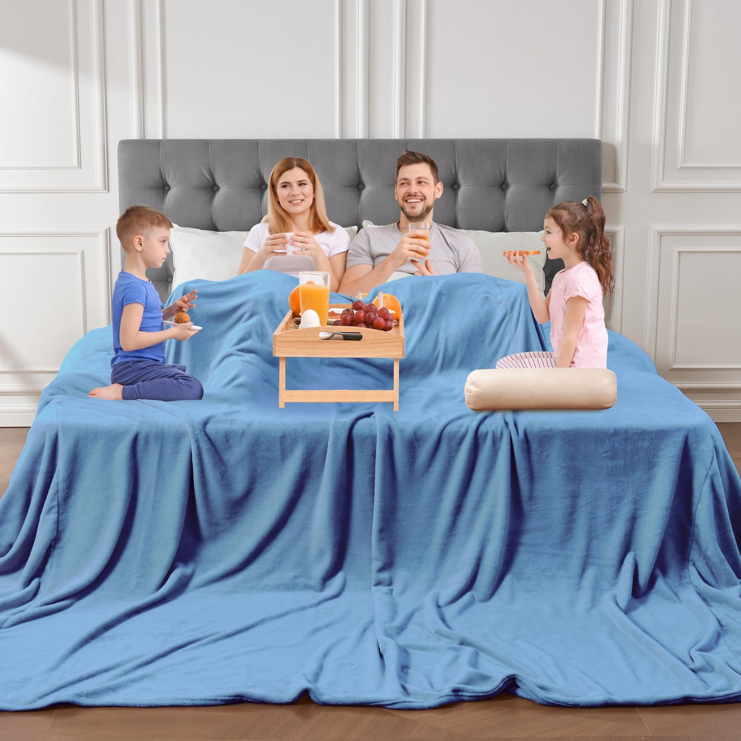 Edenleaf Big Oversized Soft Blanket, Giant Fleece Companion 120x120, California King Warm Blanket for Whole Family, Bed, Sofa, Couch, Travel, Camping 120x120 Sky Blue