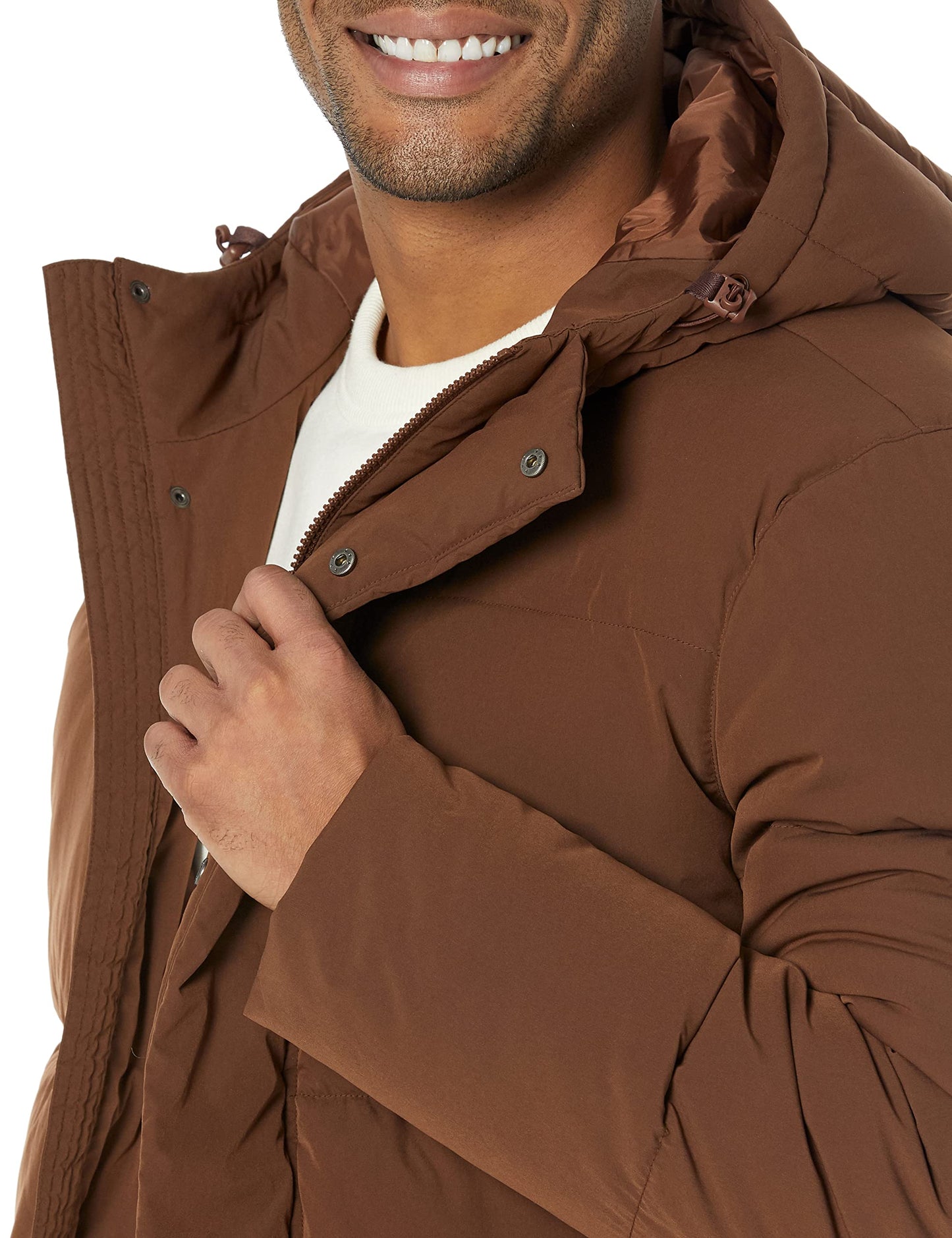Amazon Essentials Men's Mid-Length Hooded Puffer Coat (Available in Big & Tall), Deep Brown, 3X-Large Big Tall