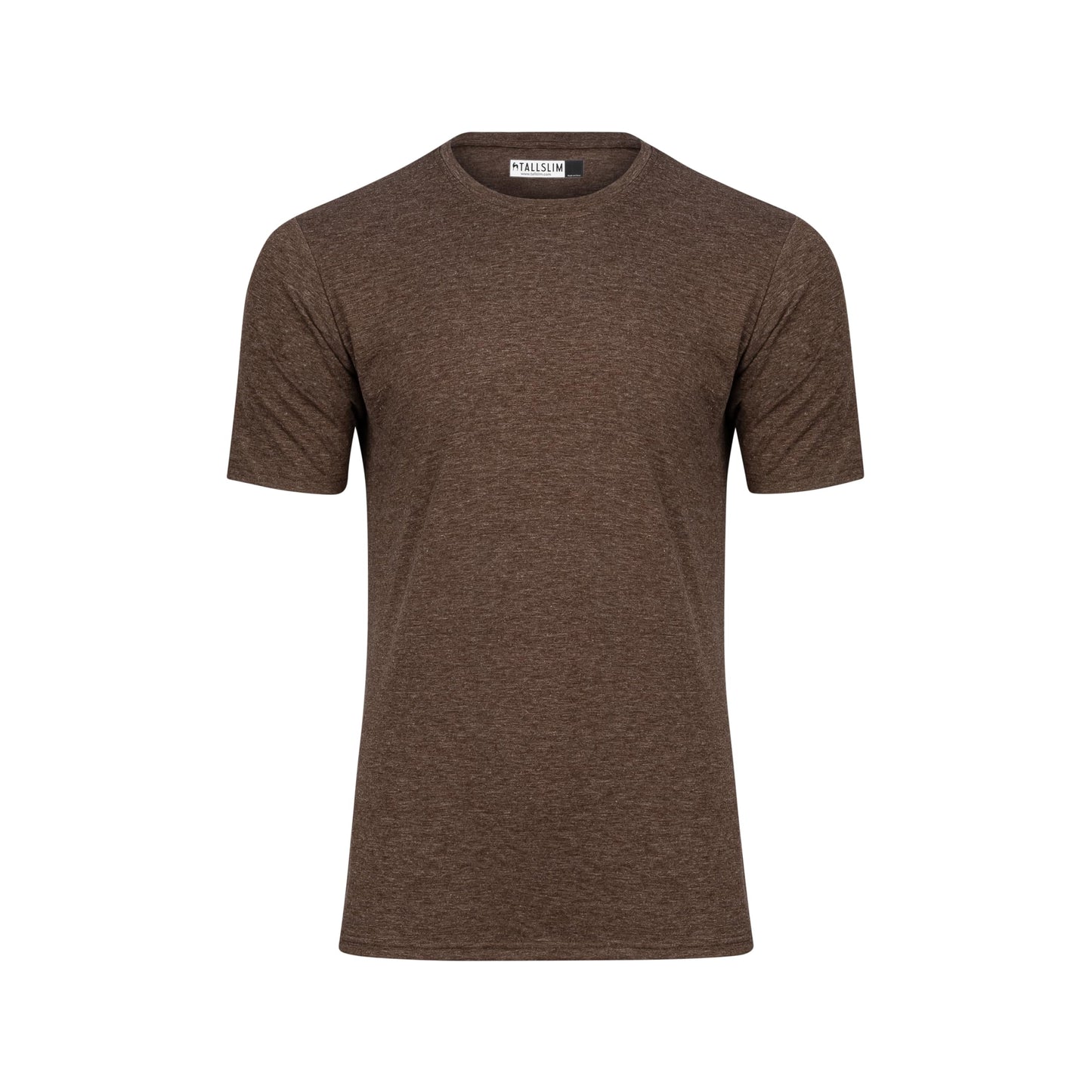 TallSlim Men's Tall Slim-Fit Short Sleeve Crewneck T-Shirt - Extra Long, Slim Fit, Preshrunk Easy Care, Brown, Small