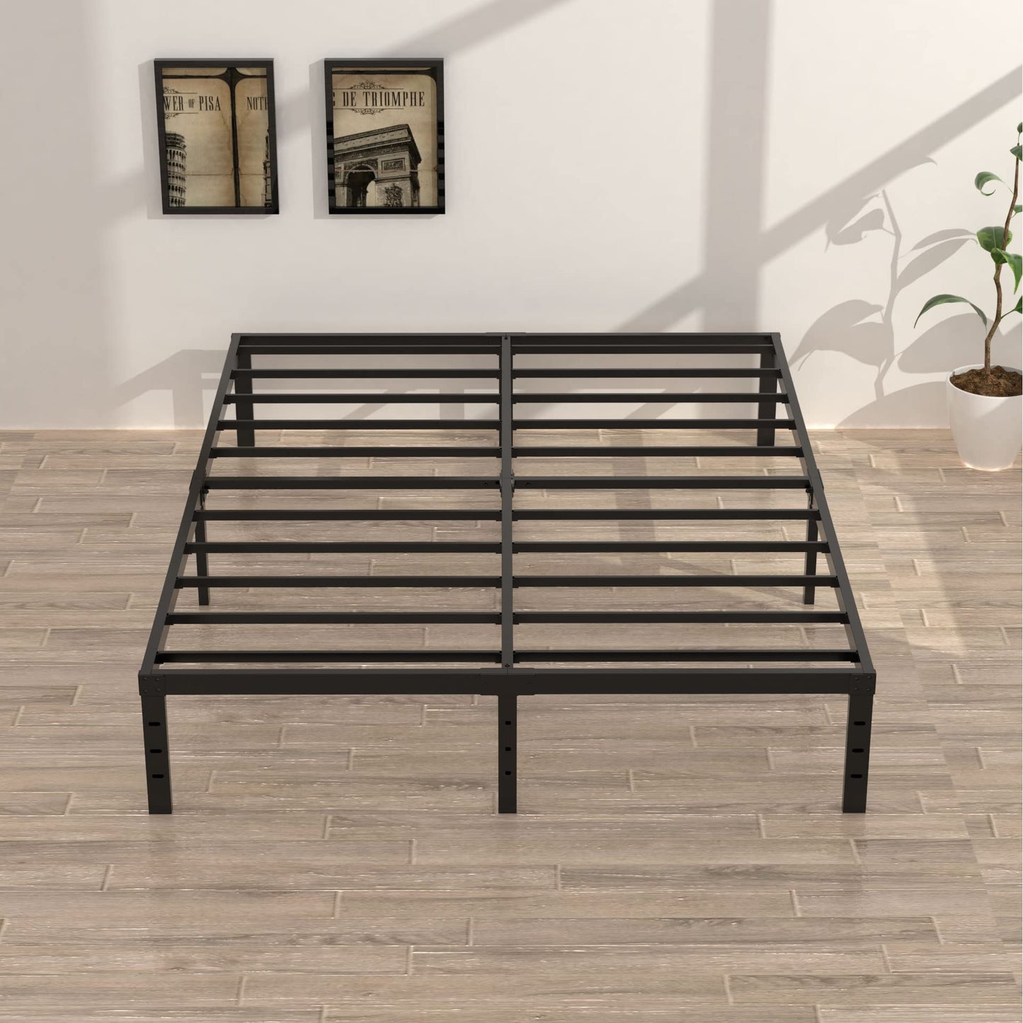 Upcanso California King Metal Bed Frame, 14 Inch Heavy Duty Storage Platform Bed Frame with 2500lbs Steel Slats Support, Easy Assembly, Black