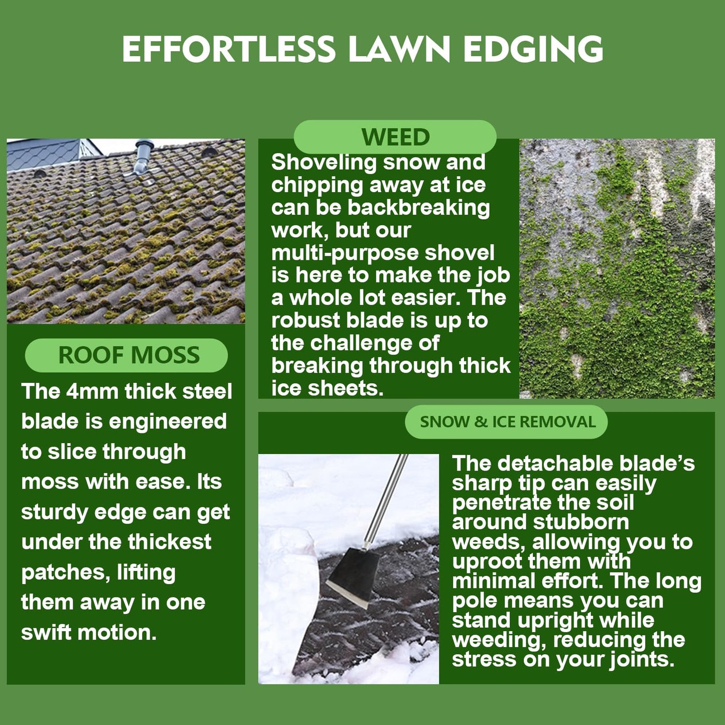 Smarkey 84" Garden Shovel Cleaning Floor Scraper, Weed Removal Tool, Long Handle with Heavy Duty Sharp Blade for Ice Roof Back Yard Sidewalk Grass Walls Glass Tile Painting Stripping Tools