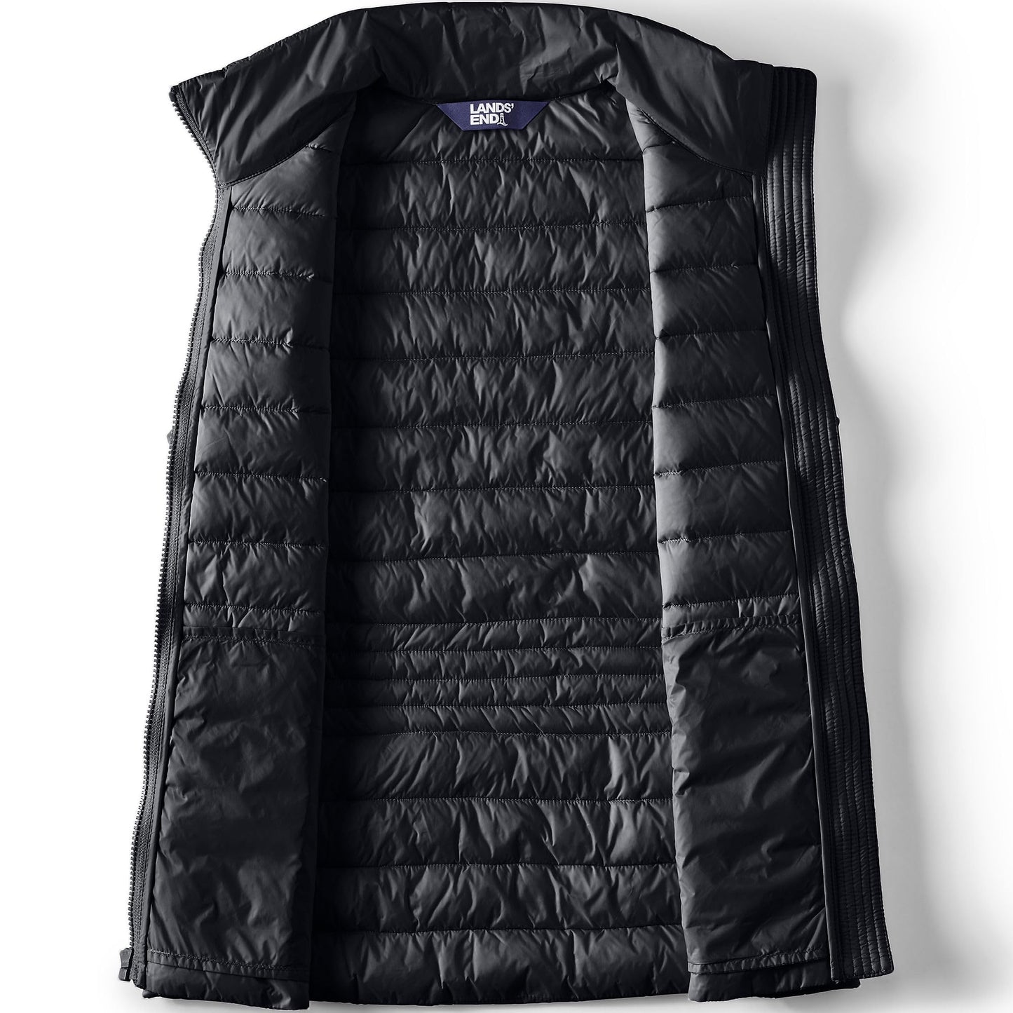Lands' End Women's Tall Wanderweight Packable Down Vest Small Black