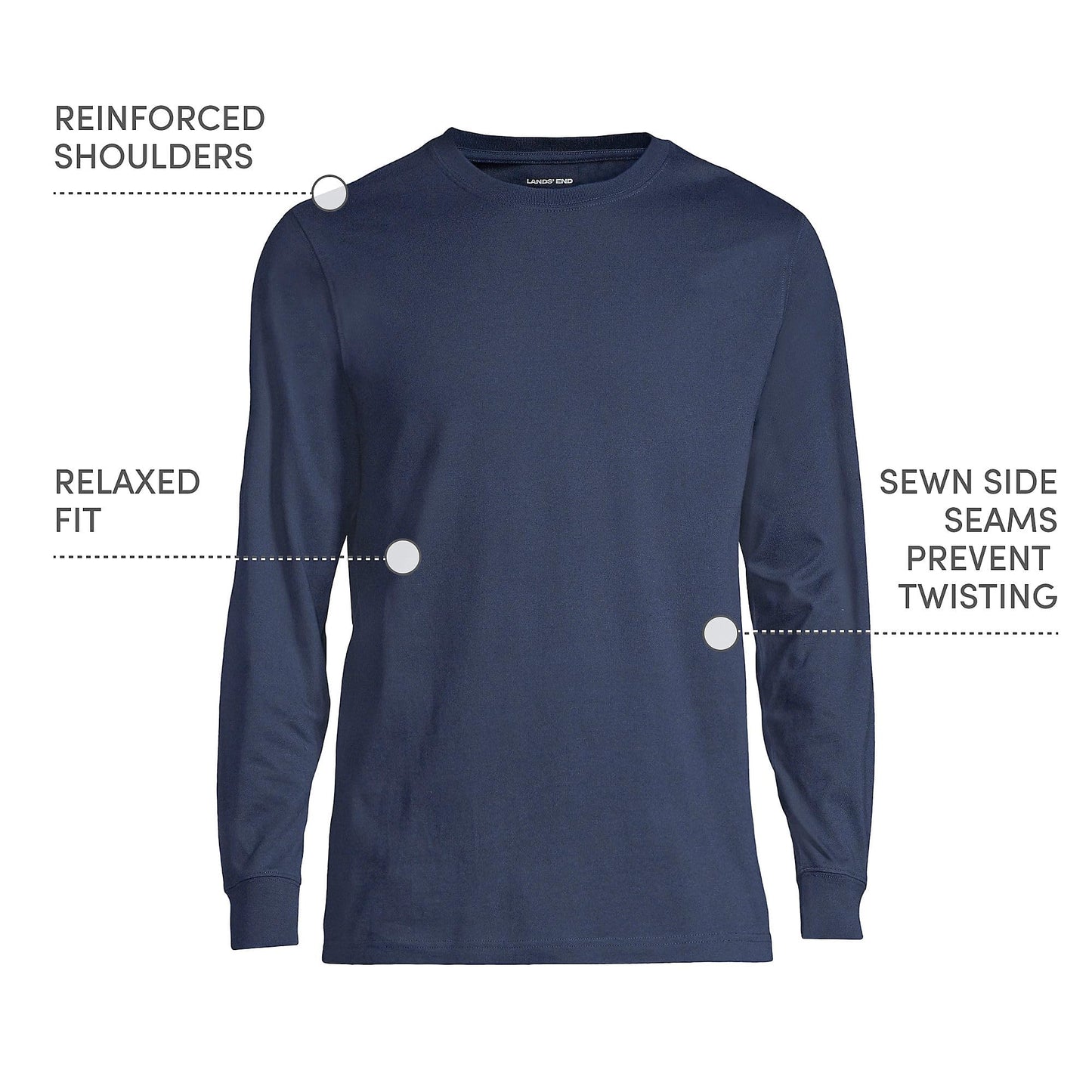 Lands' End Mens Long Sleeve Super-T Tee Radiant Navy Tall XX-Large