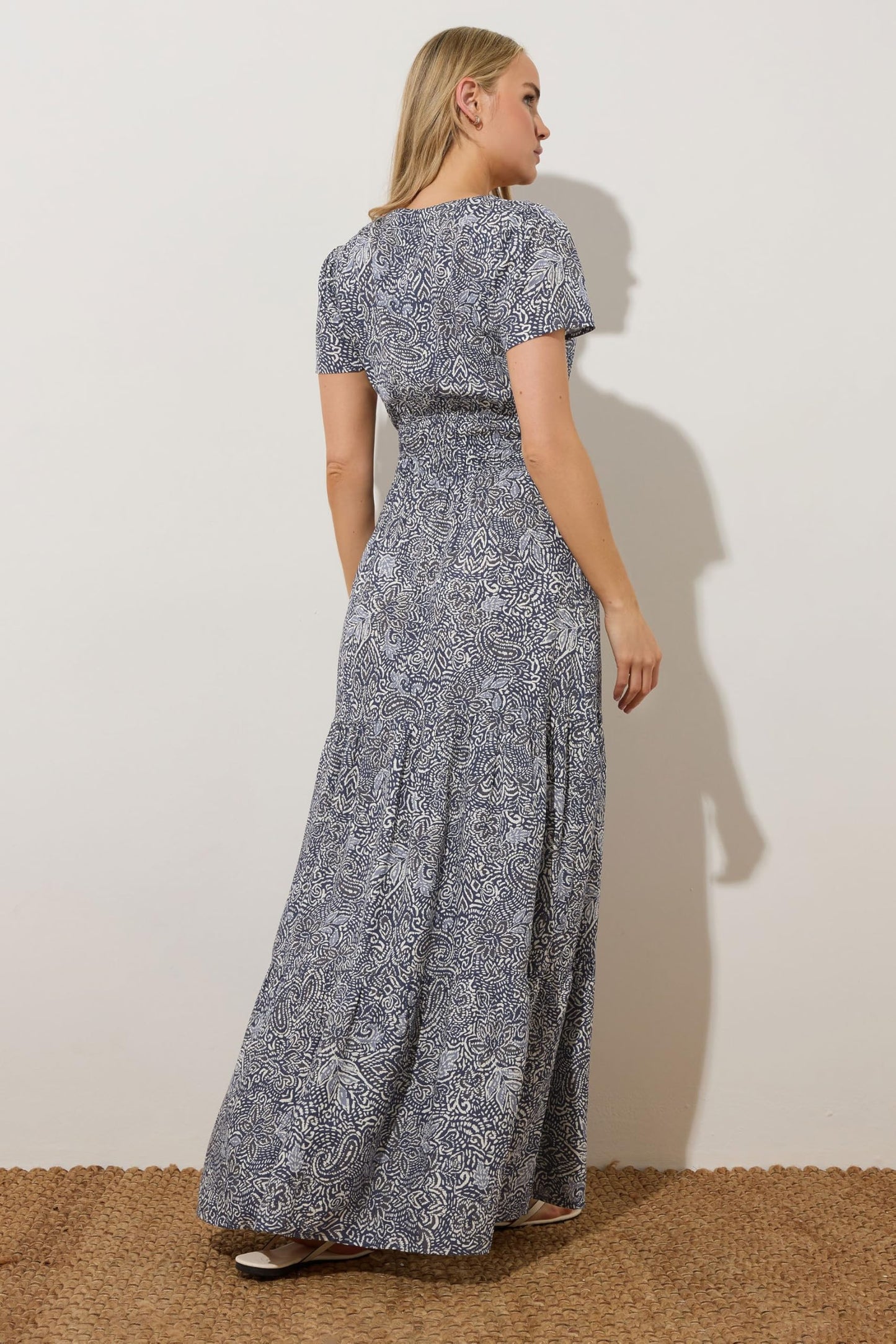 Long Tall Sally LTS Tall Abstract Tiered Maxi Dress Navy 16