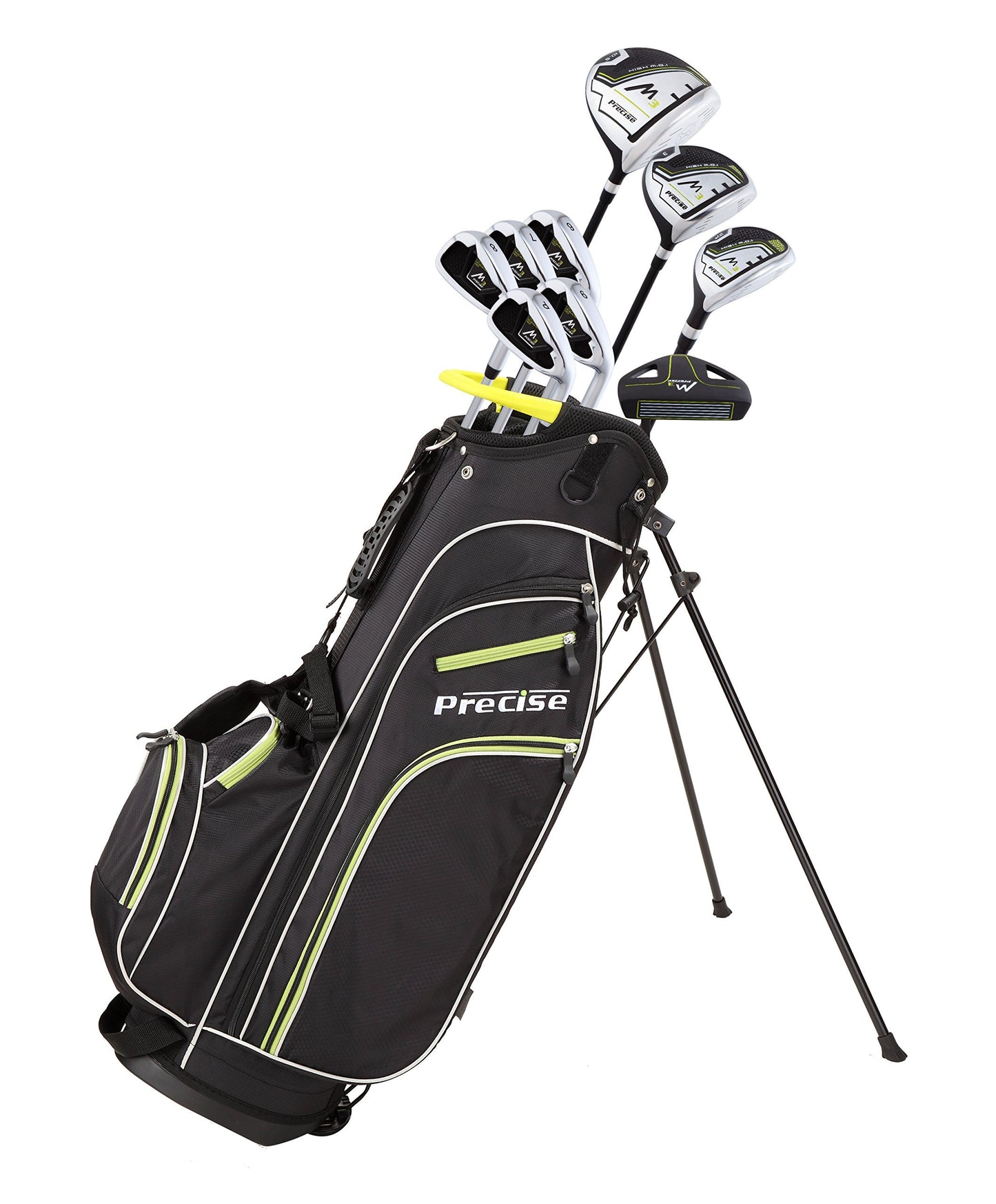 Precise M3 Men’s 14-Piece Golf Set – Ti-Alloy Driver, Wood, Hybrid, 6-PW Irons, Putter, Stand Bag, 3 Headcovers and Cover – RH, Petite/Reg/Tall