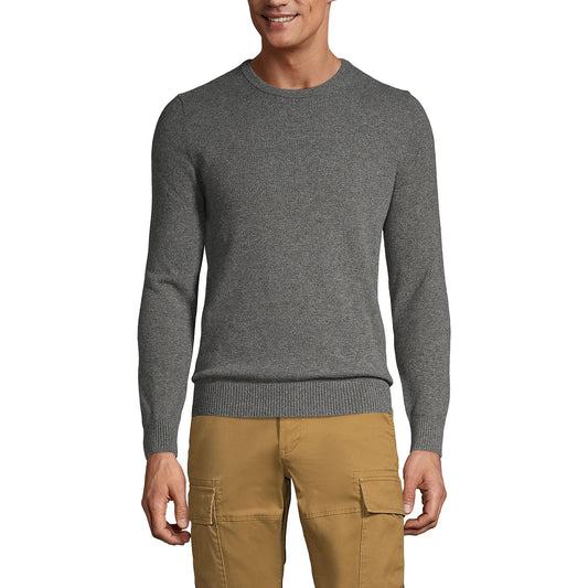 Lands' End Mens Fine Gauge Cashmere Sweater Charcoal Heather Tall XX-Large