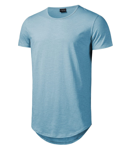 LETAOTAO Mens Tall Shirts Hipster Fashion Gym Muscle Tshirts Scallop Longline Extra Long Tee for Men