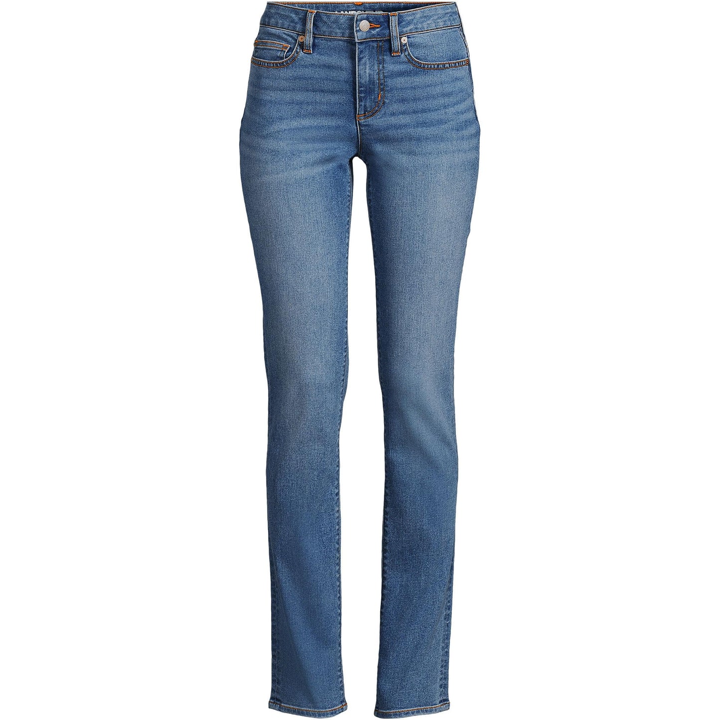 Lands' End Womens MR Straight Leg Blue Jeans-Recover Denim Beau Blue Regular 12 32