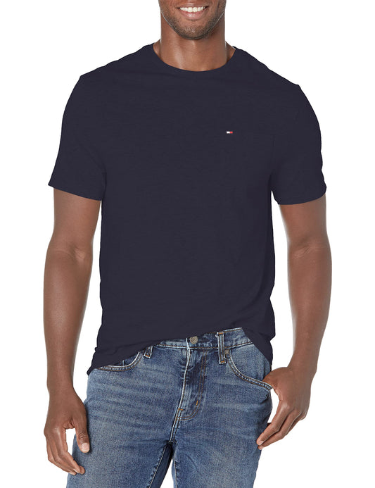 Tommy Hilfiger Men's Big-Tall Big and Tall T Shirt with Pocket Shirt, Navy Blazer, BG-2XL
