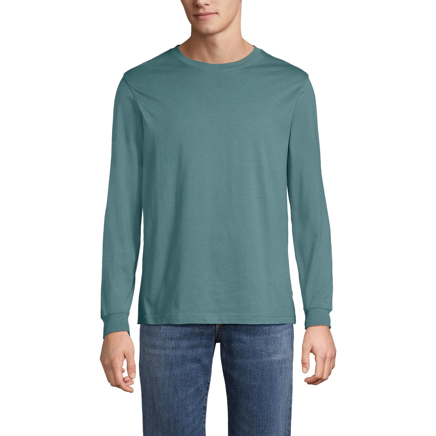 Lands' End Mens Long Sleeve Super-T Tee Tourmaline Big and Tall 4xlt