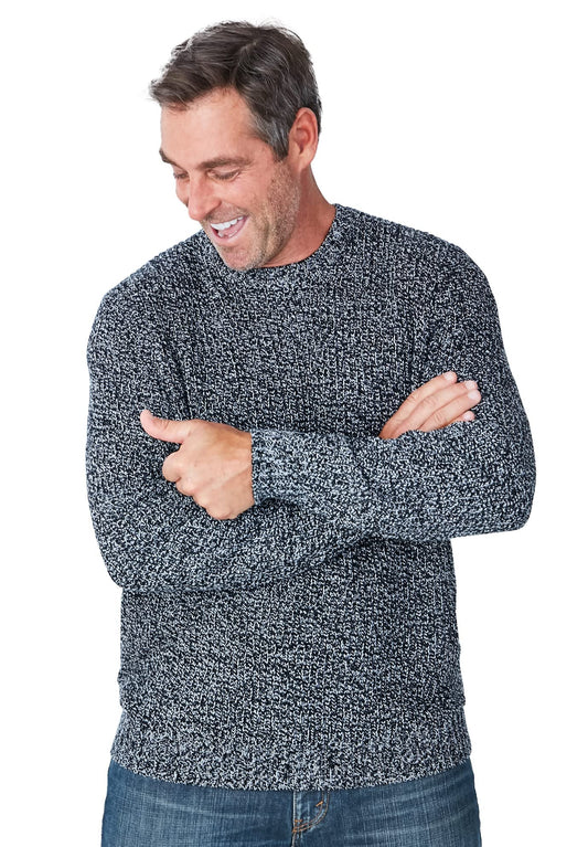KingSize Men's Big & Tall Shaker Knit Crewneck Sweater - 9XL, Black Marl