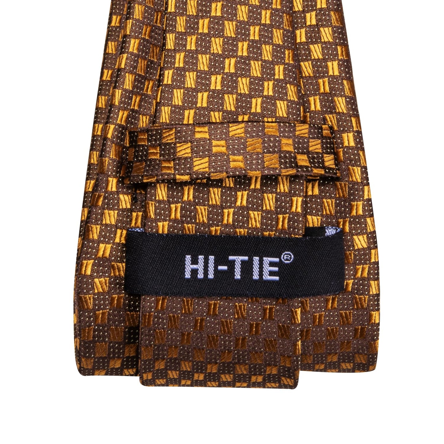 Hi-Tie Deep Gold Extra Long Men's Ties Set 70'' Silk Ties for Men Dress Necktie and Pocket Square Cufflinks for Wedding