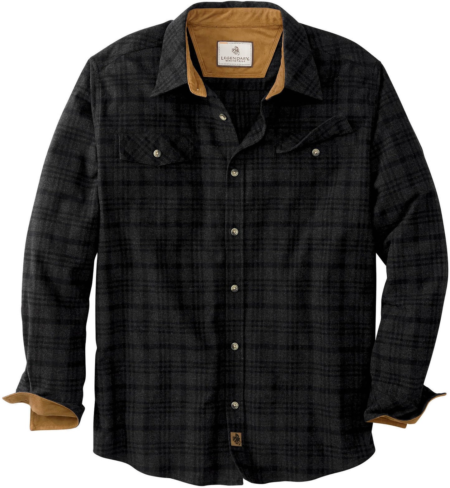 Legendary Whitetails Men's Big Flannel Shirt Long Sleeve Button Down Relaxed Fit, Timberwolf Melange, XX-Large Tall
