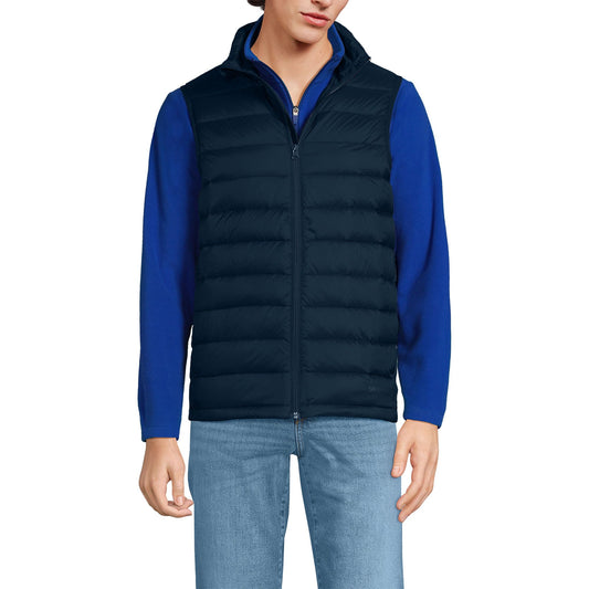 Lands' End Mens Wanderweight Down Vest Radiant Navy Tall X-Large
