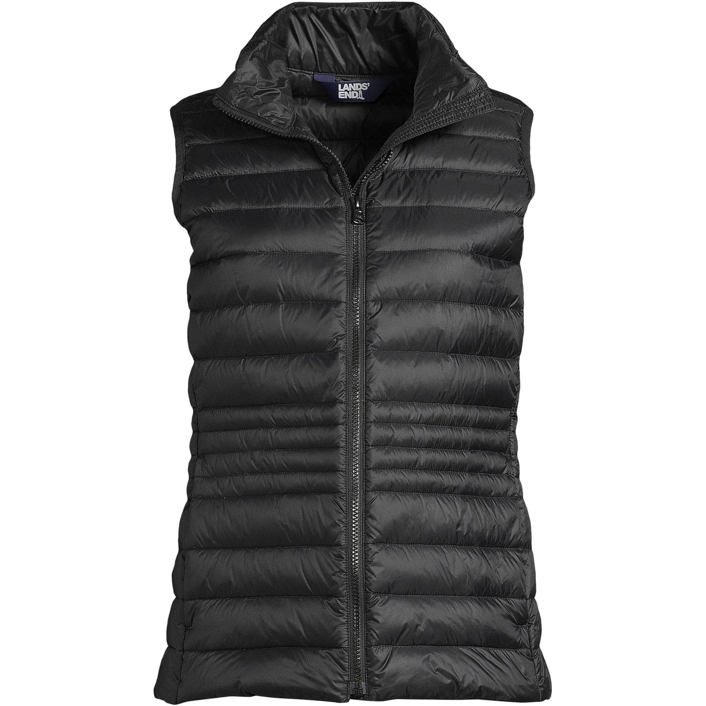 Lands' End Women's Tall Wanderweight Packable Down Vest Large Black