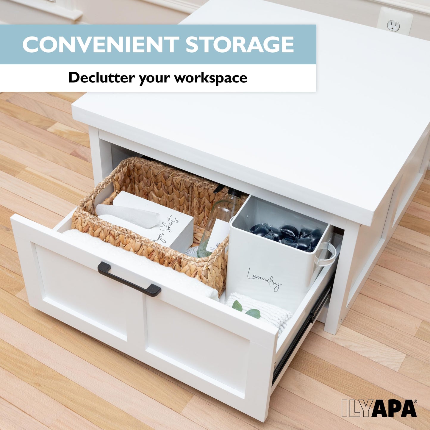 Ilyapa Washer and Dryer Stand - Universal Wooden Laundry Pedestal Base with Drawer - Compatible with Samsung, LG, GE, Maytag - 28x28x16 in.