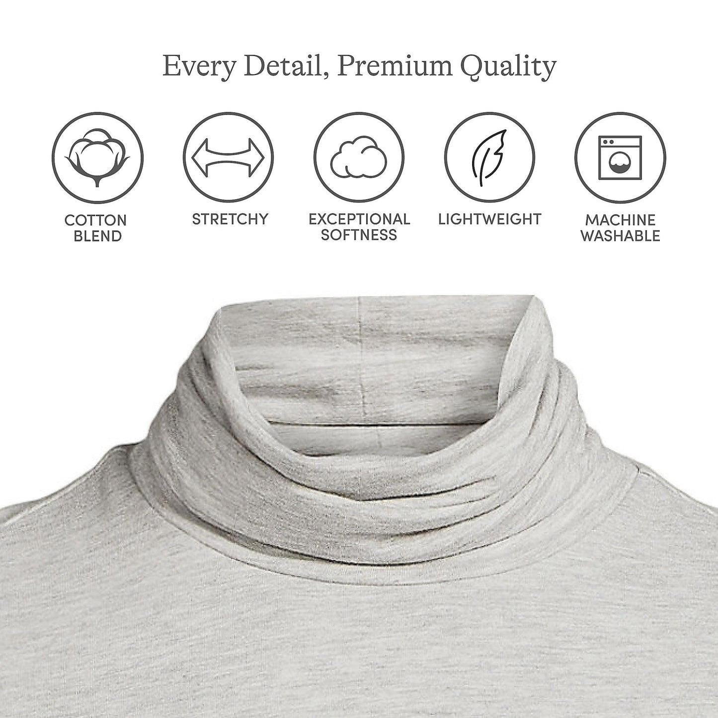 Lands' End Womens Long Sleeve Shaped LWCM Turtleneck Gray Heather Tall Large