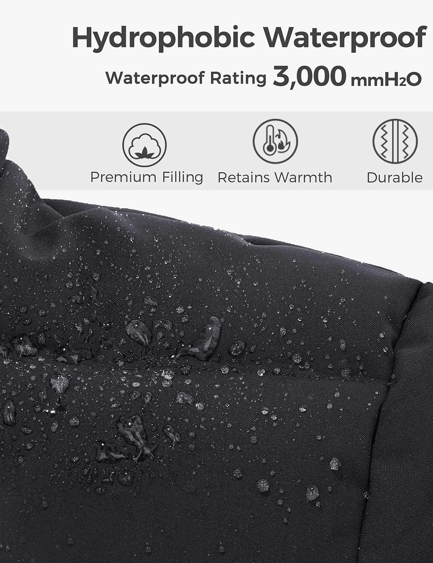 wantdo Men's Big and Tall Puffy Jacket Short Bubble Coat Packable Puffer Jacket with Hood Black 3X-Large Tall