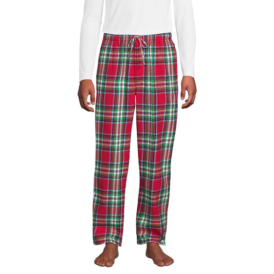 Lands' End Mens Flannel Pajama Pants Heritage Red Plaid Tall Medium