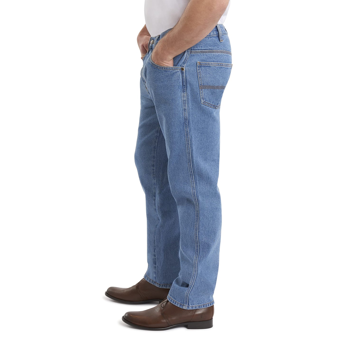 Rivets Supply & Company Men's Workwear Rugged Straight Fit, Medium Light Wash, 36W x 36L