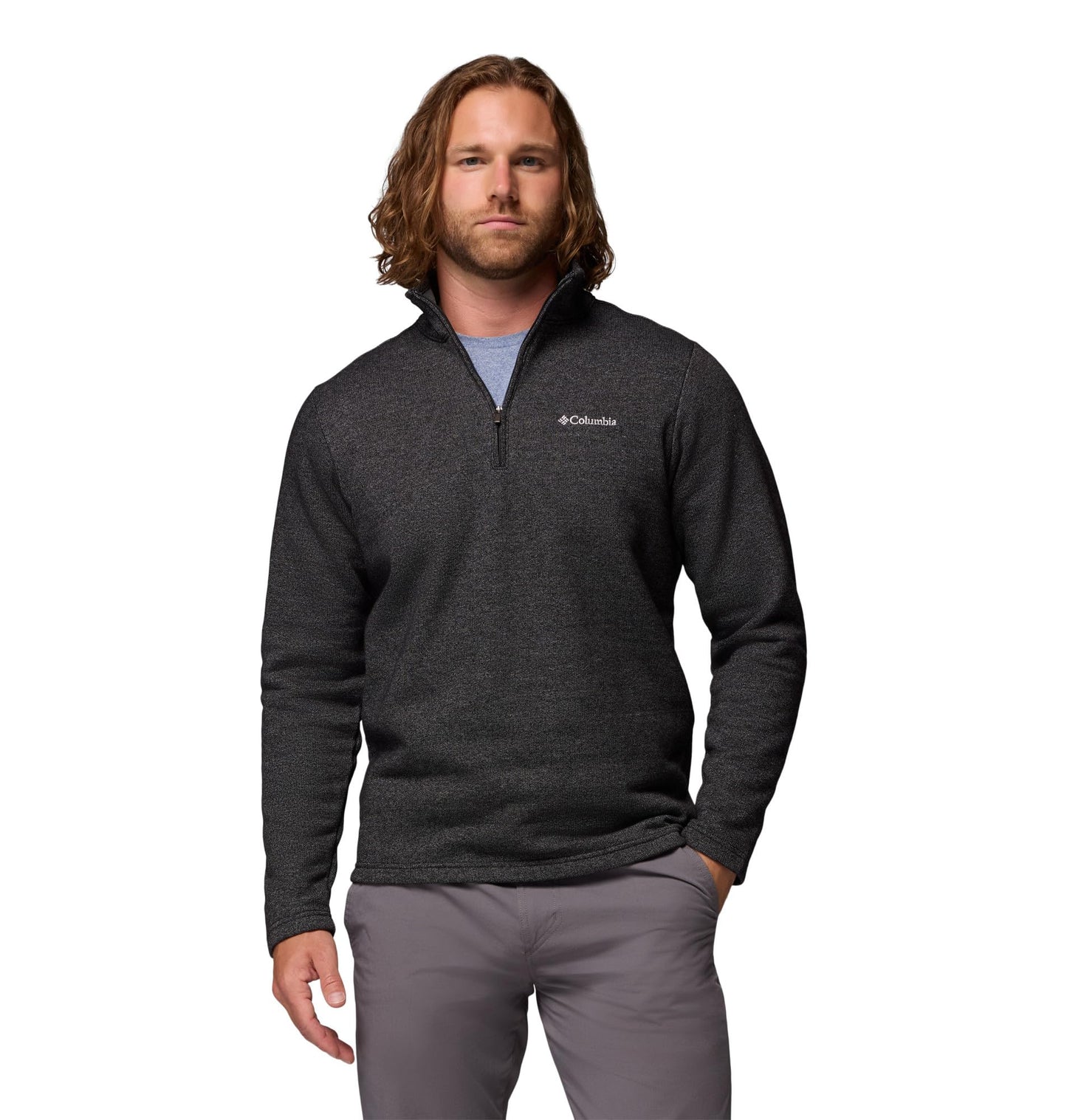Columbia Men's Great Hart Mountain III Half Zip, Black Heather, X-Large Tall