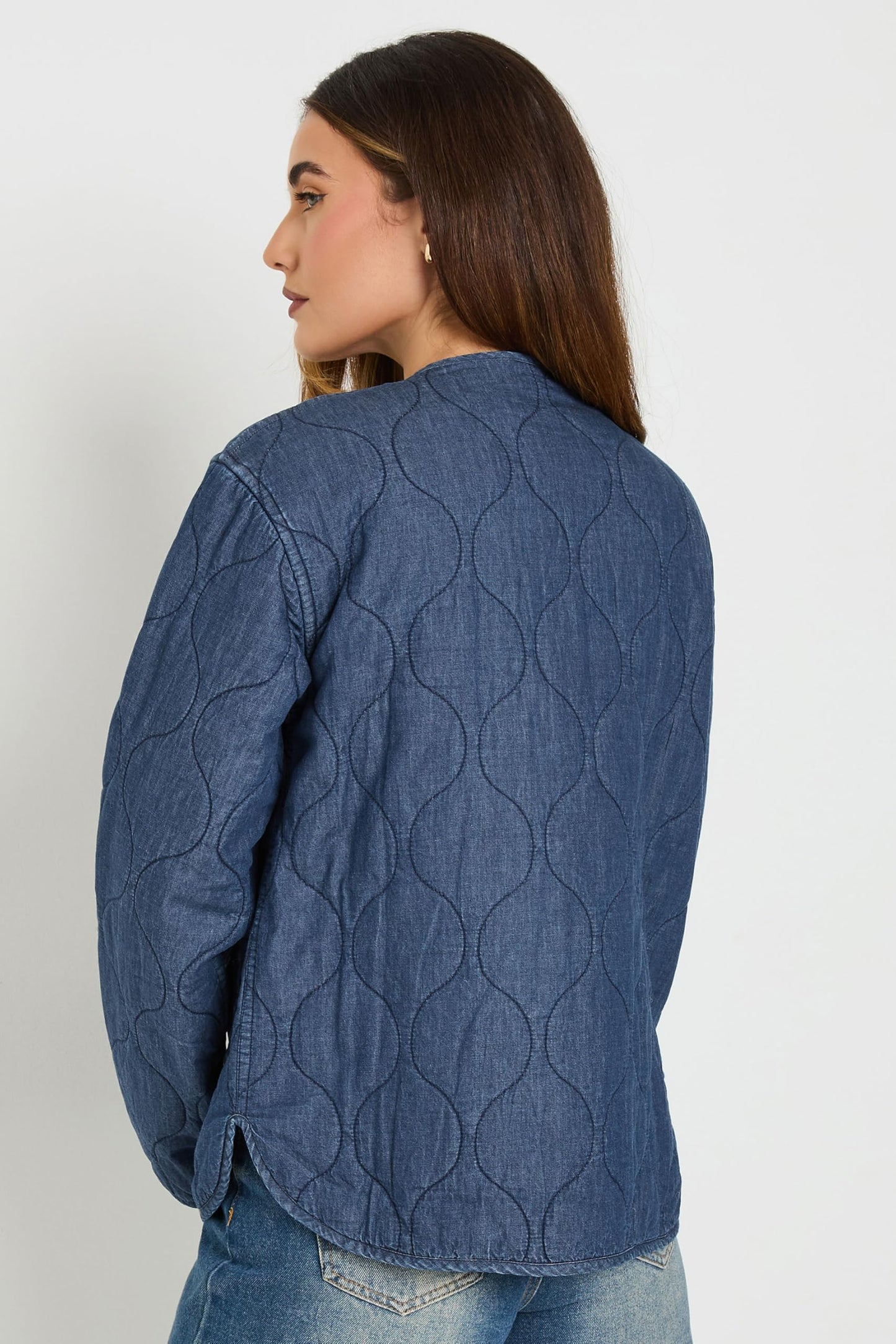 Long Tall Sally LTS Tall Denim Quilted Jacket Dark Blue 4
