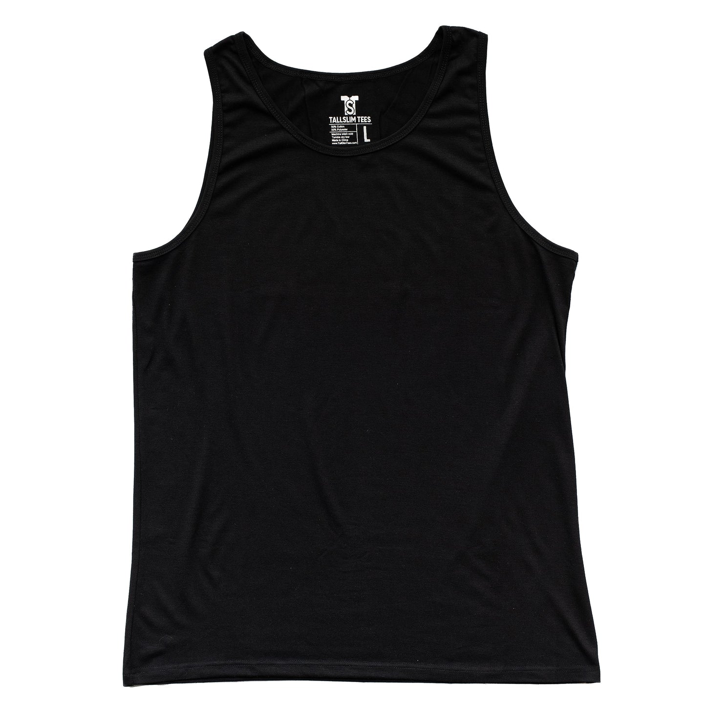 Men's Tall Slim-Fit Orginal Tank Top Shirt, Soft Polyester Blend Long Tee (Tall, Medium, Black)