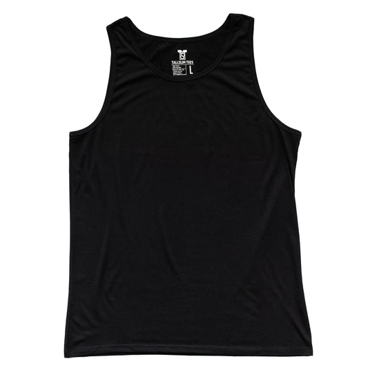 Men's Tall Slim-Fit Orginal Tank Top Shirt, Soft Polyester Blend Long Tee (Tall, X-Large, Black)
