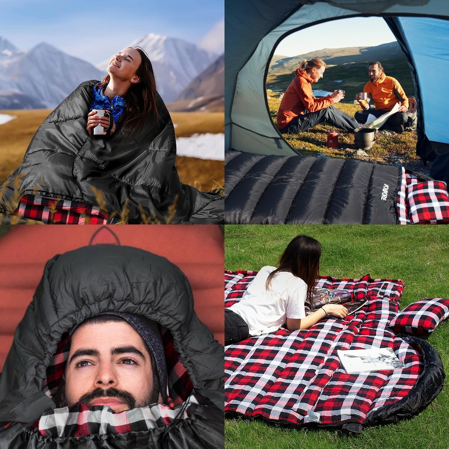 Extra Long (7'6") Flannel Sleeping Bag Cold Weather: 0 Degree