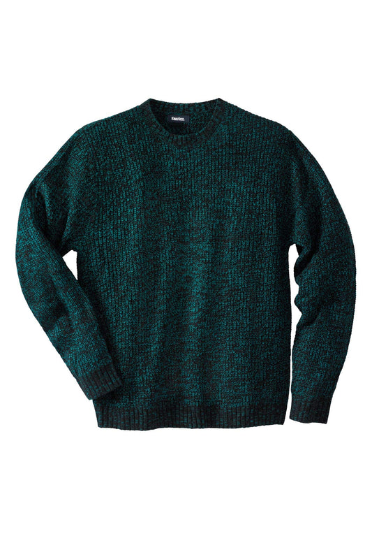 KingSize Men's Big & Tall Shaker Knit Crewneck Sweater - 5XL, Midnight Teal Marl