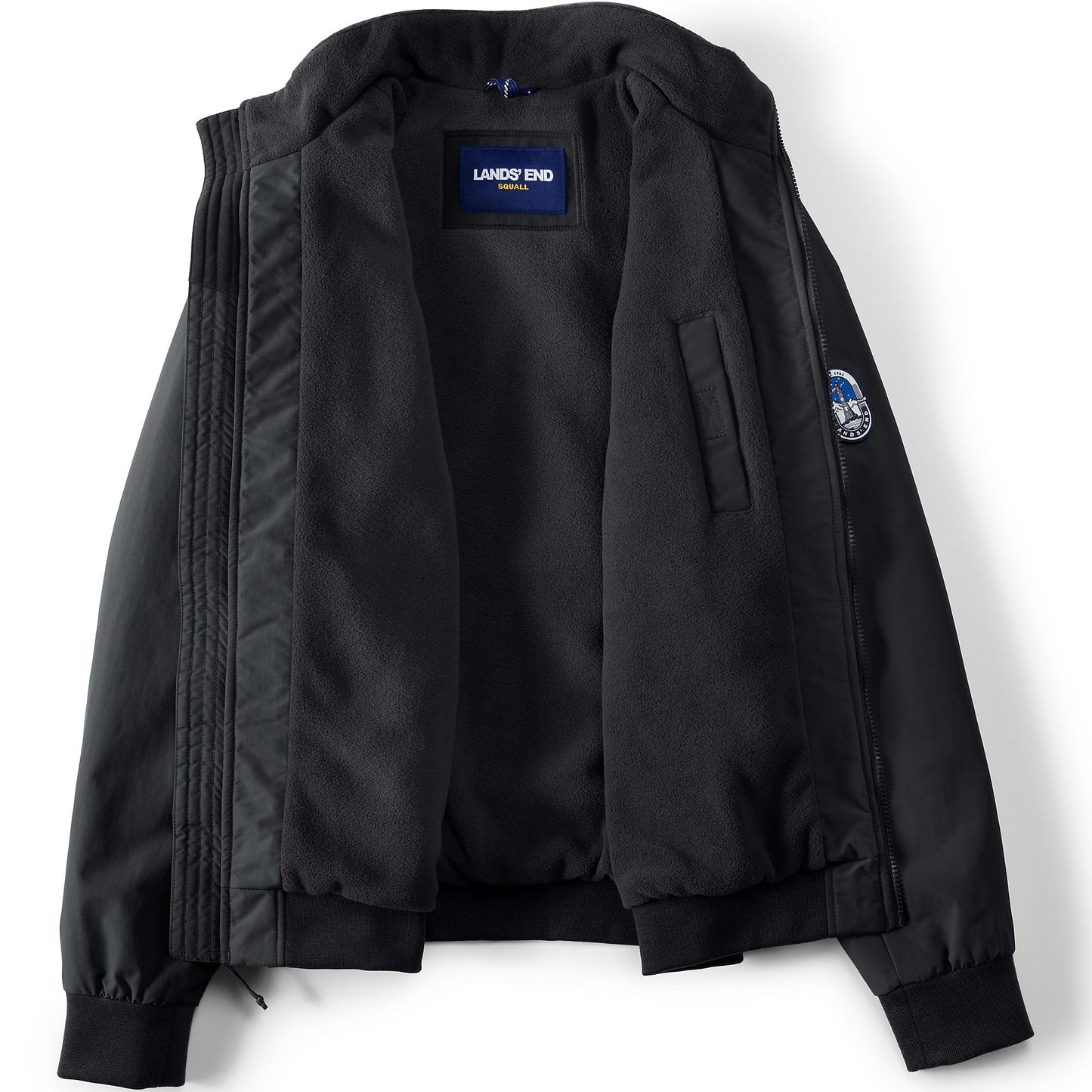 Lands' End Mens Squall Classic Bomber Jacket Black Tall X-Large
