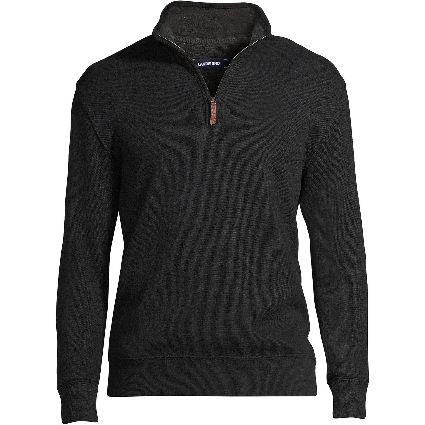 Lands' End Mens Bedford Rib Quarter Zip Sweater Black Big and Tall 4xlt